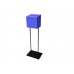 FixtureDisplays® Blue Metal Ballot Box Donation Box Suggestion Box With Black Stand 11064+10918-BLUE